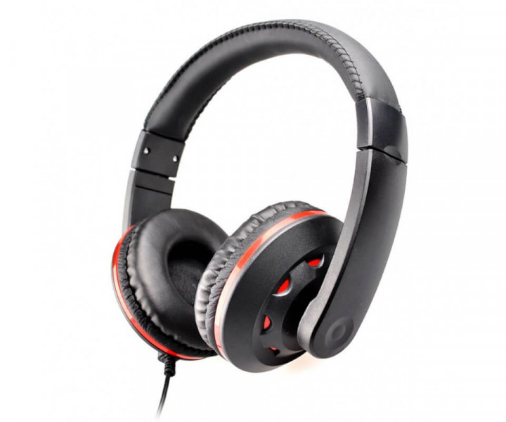 Наушники HQ-Tech E-H032 Black, 2 x Mini jack (3.5 мм), накладные, регулятор громкости, кабель 2 м